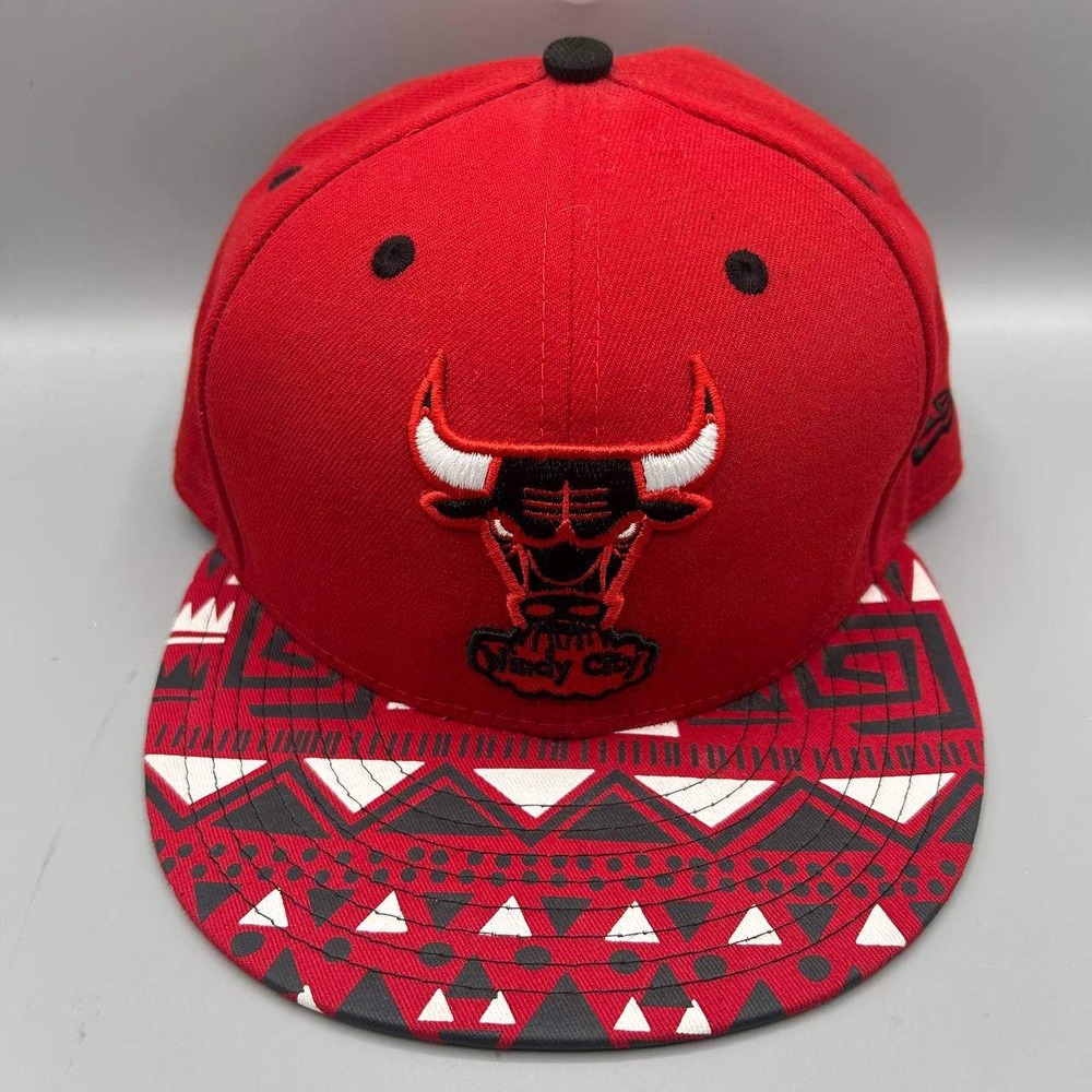 Chicago Bulls Hat Men Red Aztec Embroidered 9Fifty New Era Snap Back Cap